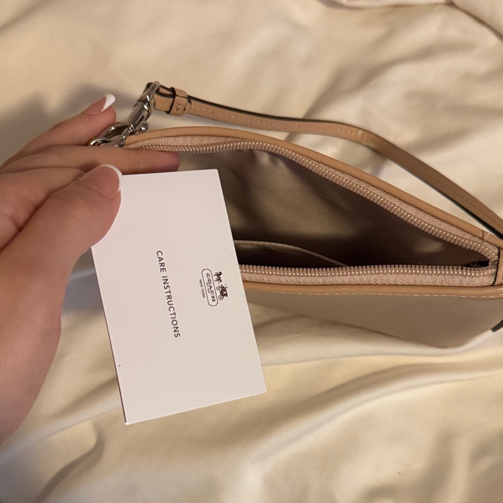 Coach Beige Wristlet with Logo - Picture 3 of 4